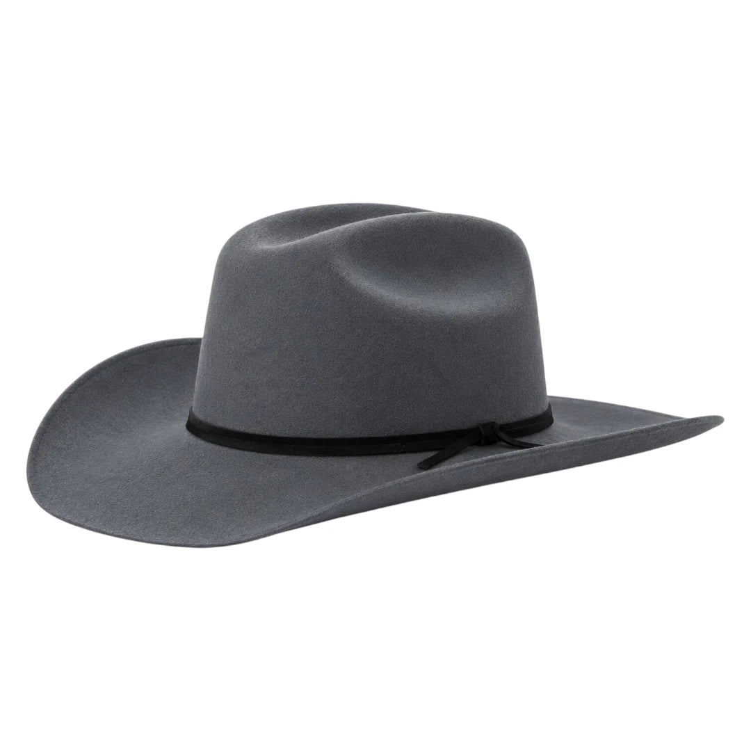 Zlaita Grey Cowboy Hat with Black Hatband and Wide Brim