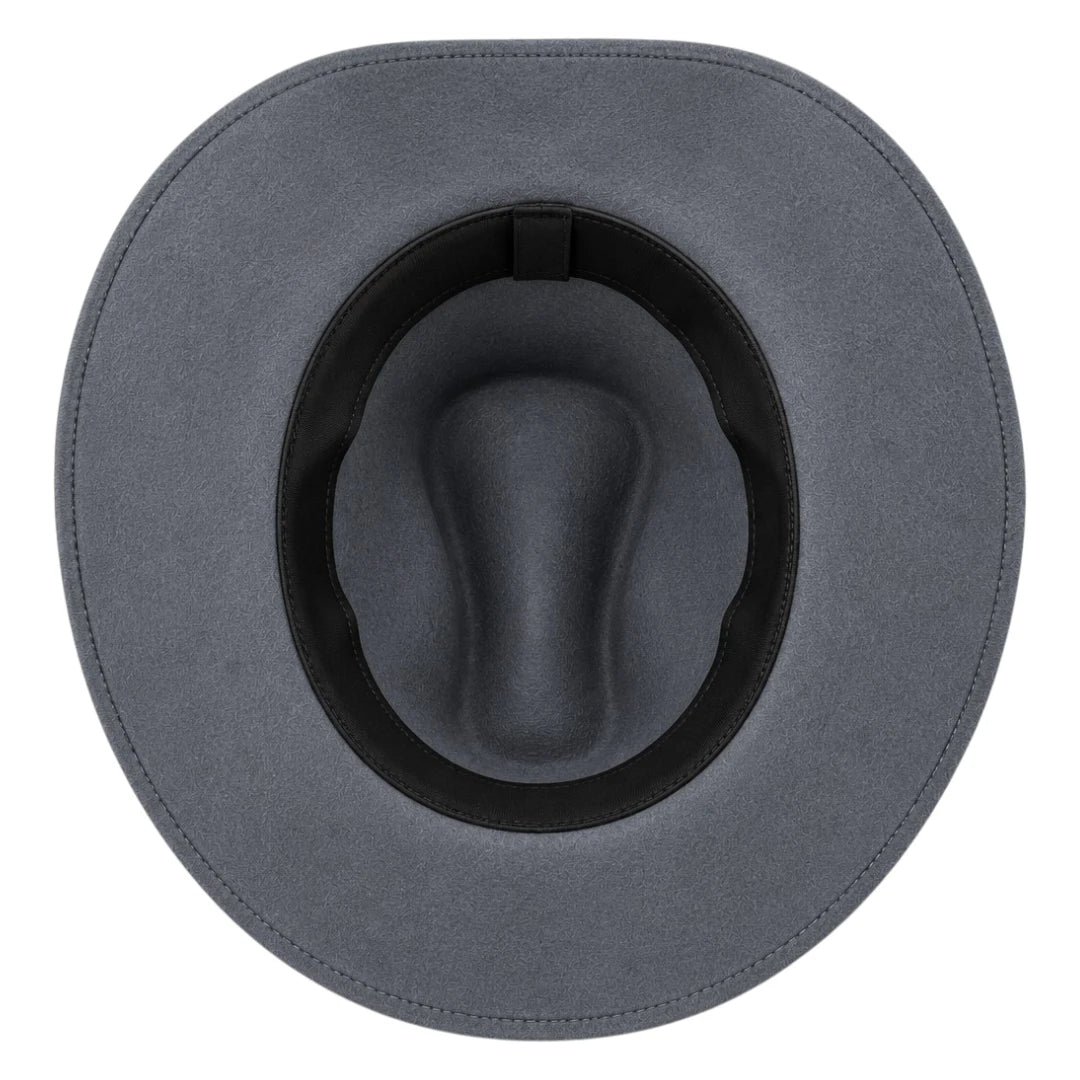 Zlaita Grey Cowboy Hat with Black Hatband and Wide Brim