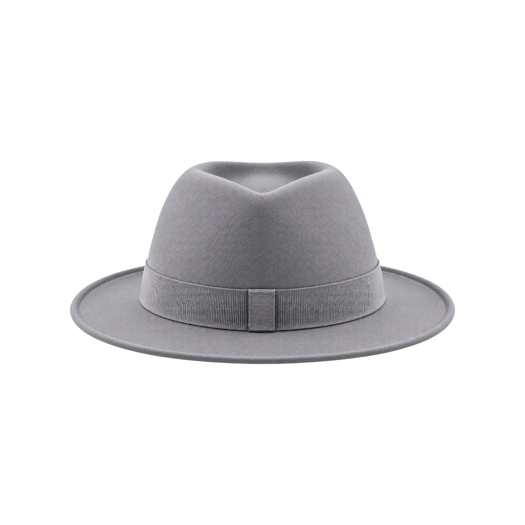 Zlaita Gray Fedora Hat with Classic Ribbon Band