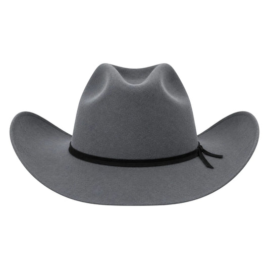 Zlaita Grey Cowboy Hat with Black Hatband and Wide Brim