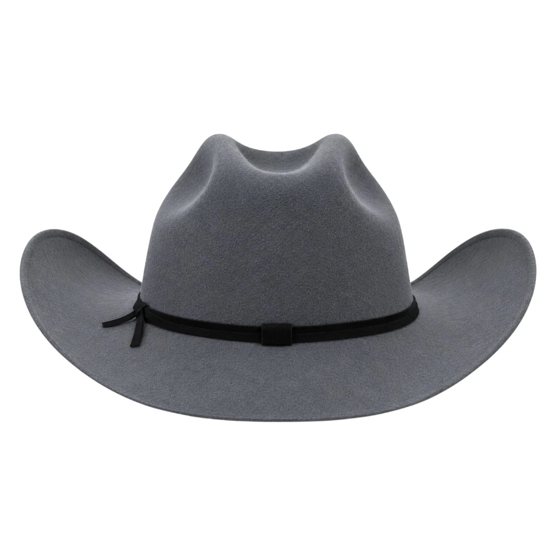 Zlaita Grey Cowboy Hat with Black Hatband and Wide Brim
