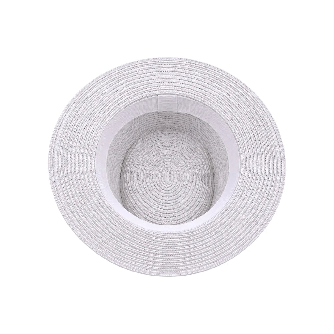 Zlaita White Woven Pork Pie Hat with Matching Band