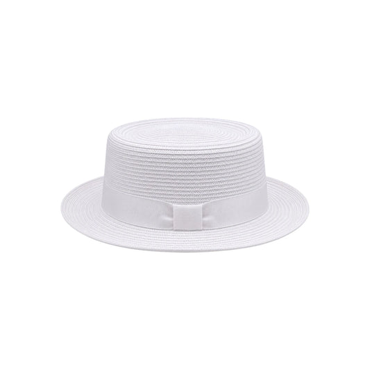 Zlaita White Woven Pork Pie Hat with Matching Band