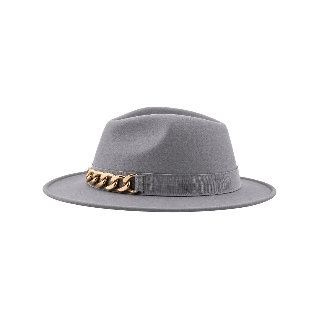 Zlaita Gray Fedora Hat with Classic Ribbon Band