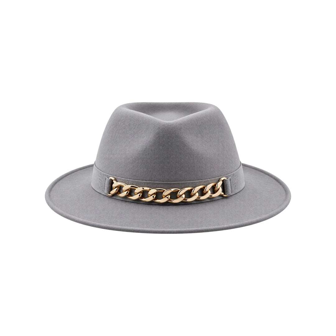 Zlaita Gray Fedora Hat with Classic Ribbon Band
