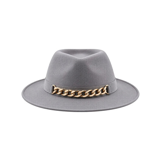Zlaita Gray Fedora Hat with Classic Ribbon Band