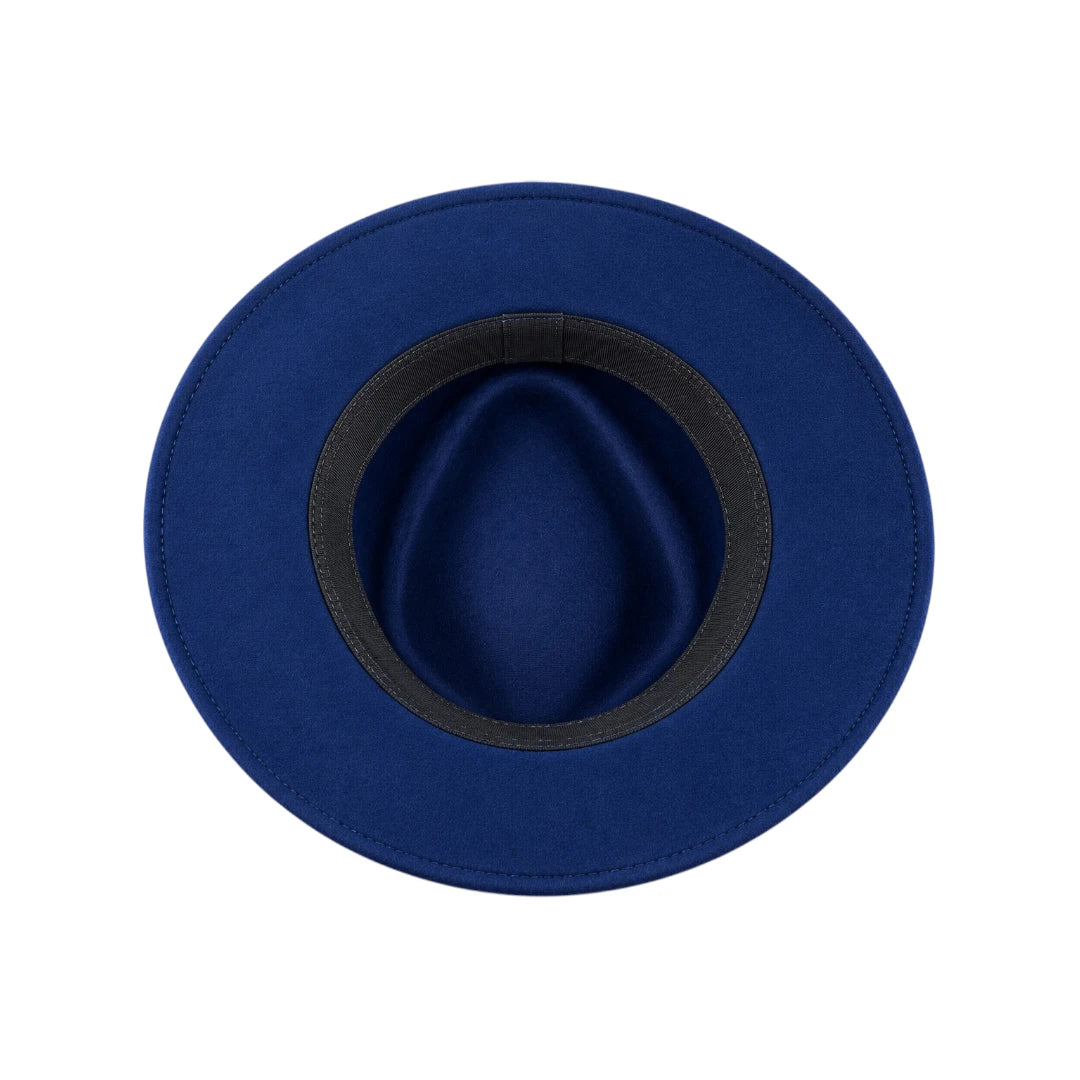 Zlaita Navy Blue Fedora Hat with Elegant Ribbon